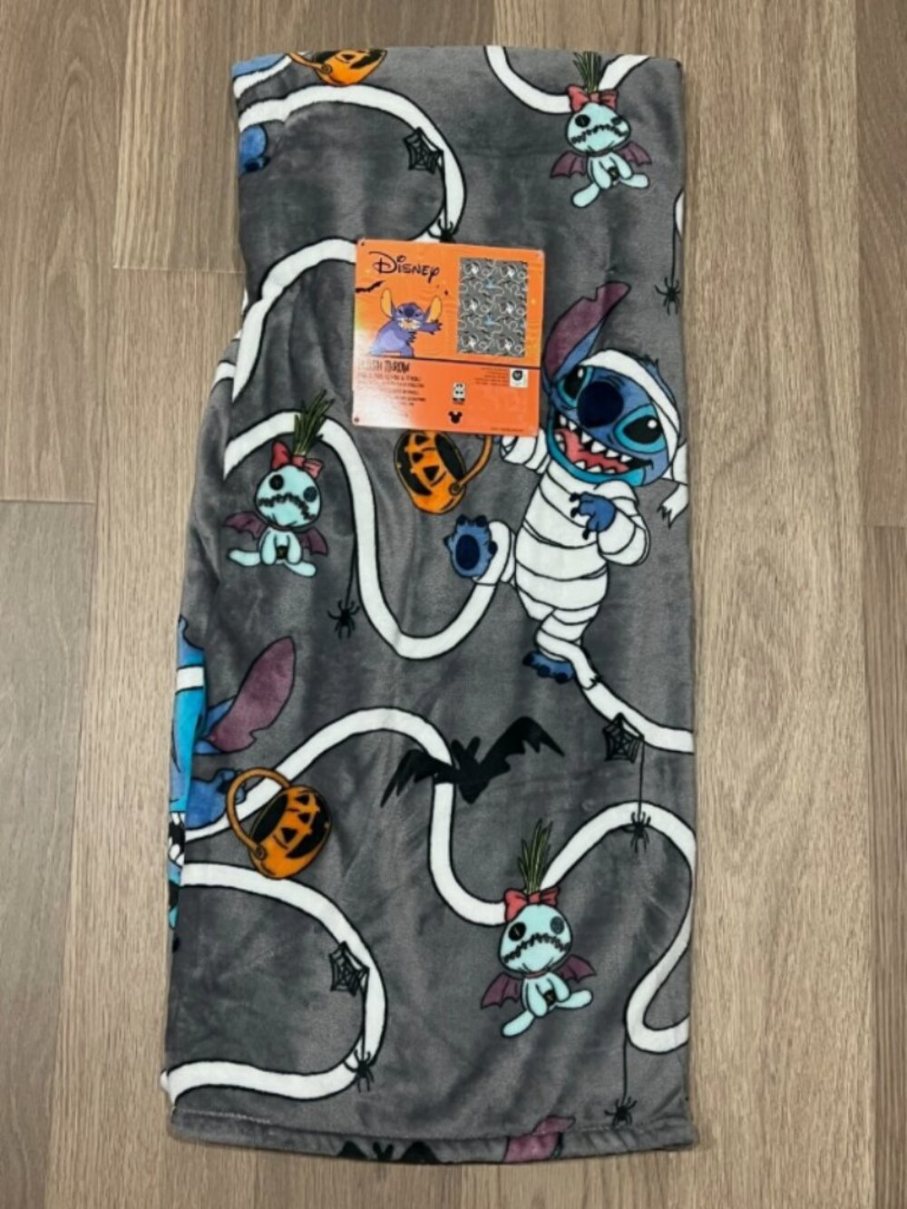 Disney Lilo & STITCH SCRUMP HALLOWEEN Throw Blanket 50x70 Mummy Bats Spiderweb